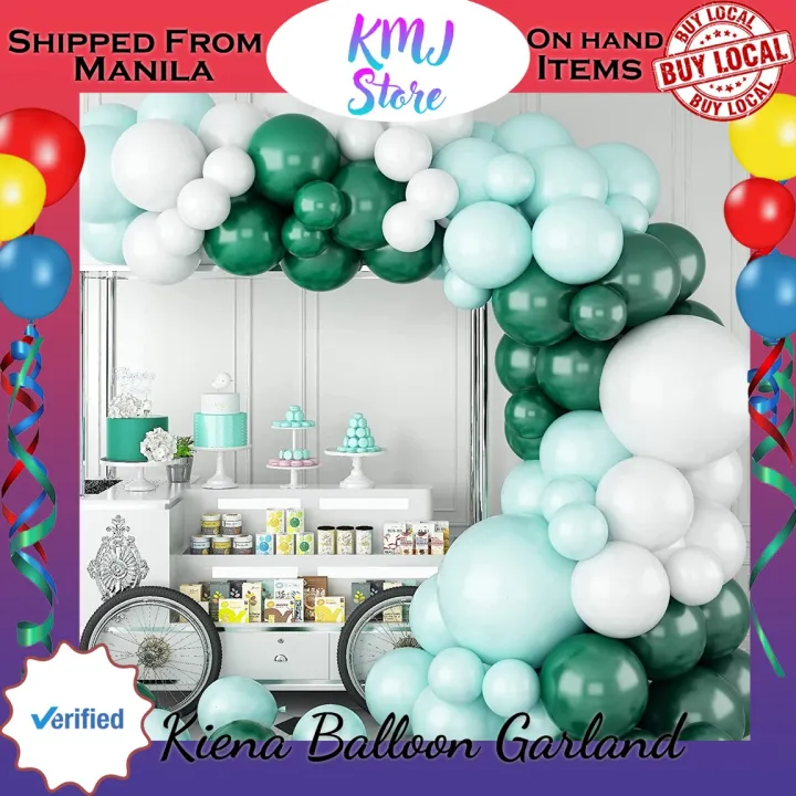 Kiena Balloon Garland Kit Green White, 95PCS Macaron Green White ...