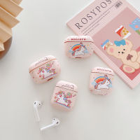 เคส Apple AirPods Pro 2 1 Apple AirPods 2 1 3ฝ้า TPU พิมพ์ลายการ์ตูนสายรุ้งสีชมพูเคสป้องกันการกระแทกเคสหูฟัง Comfort  Case