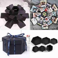 【LZ】✕❂  Caixa hexagonal explosão multicamadas presente para casamento scrapbook álbum de fotografia diy presente explosão para entrada x5b0