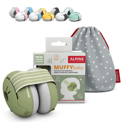 Alpine Hearing Protection Alpine Muffy Baby Ear Protection for Babies and Toddlers up to 36 Months - CE &amp; ANSI Certified - Noise Reduction Earmuffs - Comfortable Baby Headphones Against Hearing Damage &amp; Improves Sleep - Green