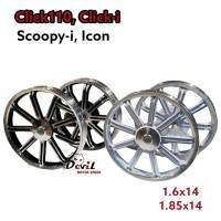 แม็กซ์ Click110, Click-i, Scoopy-i, ICON, คลิกเก่า แม็กซ์ลายแมงมุม ขอบ 14 - สีขาวปัดเงา ดำปัดเงา  งานสวยมาก ขายเป็นคู่