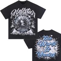 Hellstar Cotton T-shirt Fashion Black Men Women Designer Clothes Cartoon Graphic Punk Rock Tops Summer High Street Streetwear