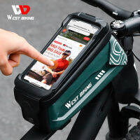 WEST BIKING กระเป๋าจักรยานด้านบนถุงหลอดด้านหน้าหน้าจอสัมผัส7.0นิ้วอัพเกรดโทรศัพท์กันน้ำอุปกรณ์เสริมสำหรับจักรยาน MTB จักรยานเสือหมอบกระเป๋ามีกรอบ