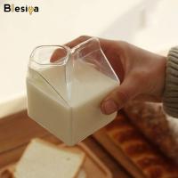 Blesiya Glass Milk Carton Coffee Cups Coffee Container for Juice Milk Birthday Gifts