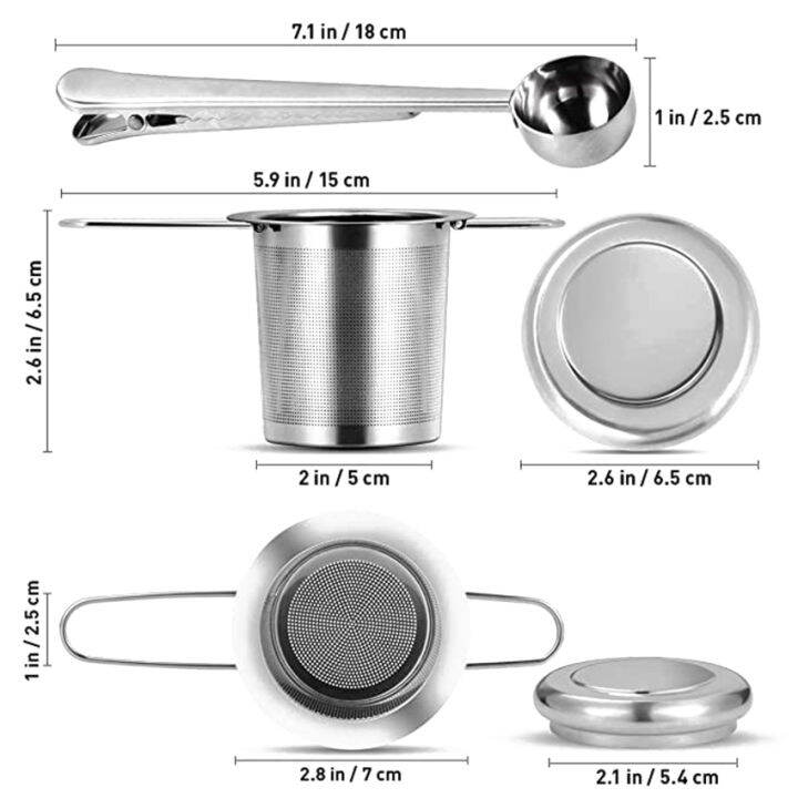 กรองชาหลวมใบชา-infuser-สแตนเลส-superfine-ตาข่ายกรองชาชุดถ้วยด้วยช้อนและฝาถ้วยน้ำชา-แก้ว-ชาวไร่