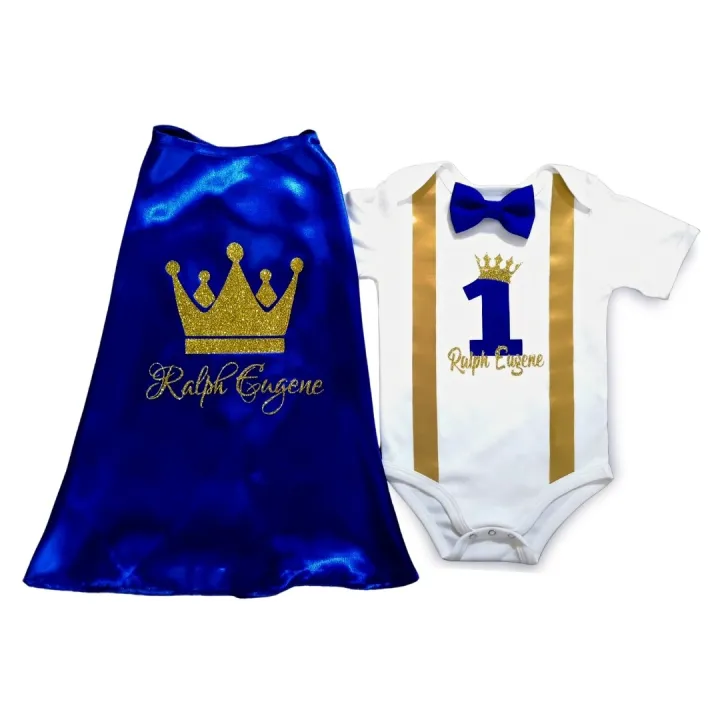 First Birthday Outfit with Name & Cape only Baby Boy Prince 1st birthday  Costume Cake Smash Outfit Birthday Prince Baby Onesies PH | Lazada PH