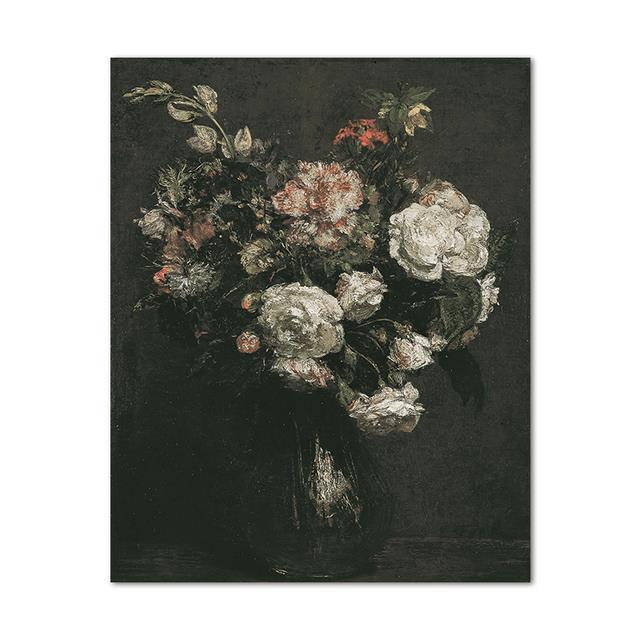 moody-victorian-ภาพวาดพิมพ์-vintage-dark-academia-aesthetic-decor-ดอกไม้โปสเตอร์-skeleton-ภาพวาดผ้าใบ-gallery-wall-decor