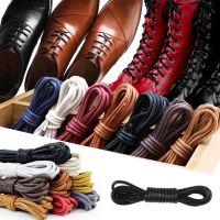 【LZ】☁✱  1 par de cadarço de couro encerado cadarços para sapatos soild atacadores de botas de algodão cordas à prova d água rodada esportes correndo corda laço de sapato