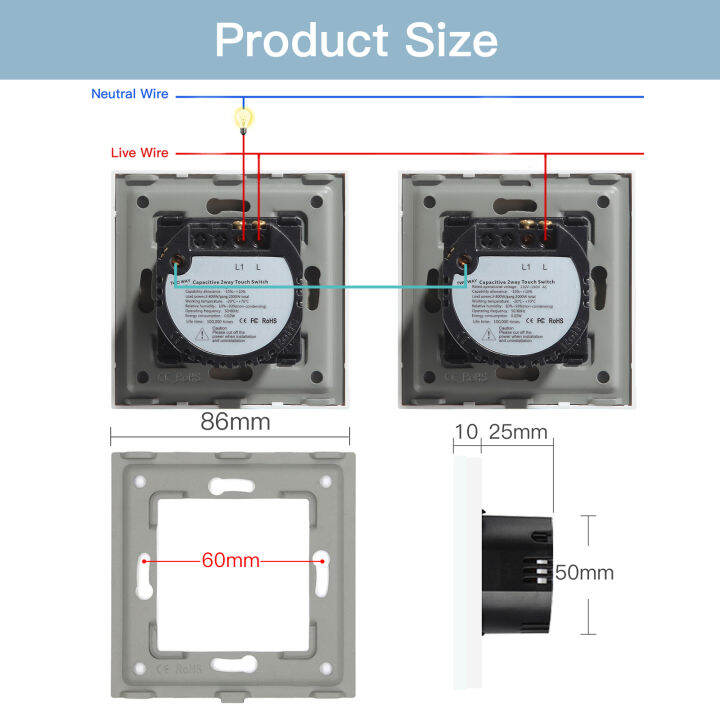 bseed-2แพ็คสวิตช์ไฟผนังสวิทช์สัมผัส1แก๊ง2way-led-เซ็นเซอร์กระจก-interrupter-สหภาพยุโรปมาตรฐานแสงไฟสีฟ้า240โวลต์