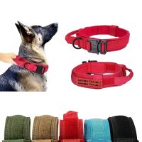 【CW】 Personalized Military Tactical Dog Collar Metal Buckle Control Handle Adjustable With Embroidery Name Patch For Medium Large Dog