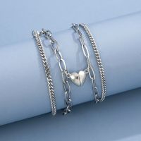 2 Piece Stainless Steel Couple Bracelet Ladies Men Love Distance Matching Friendship String Bracelet Wristband Magnet Chain Gift Charms and Charm Brac