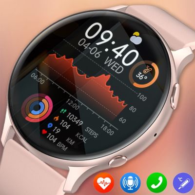 【LZ】 New Body Temperature Smart Watch Women Men HD 360x360 Screen Answer Call Dial Call Smartwatch for Samsung Watches for Women  box