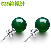 Elegant and simple personality Sterling silver agate green jade chalcedony earrings Womens earrings Earrings Nourishing Stick Non allergic Earrings UQ1G UQ1G VAVM VAVM