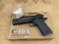 ปืนอัดลมสปริง ชักยิงทีละนัด C.10A (M1911) บอดี้เหล็ก แม็กกาซีนเหล็ก มีเซฟตี้ คัดปลอกเปิด  ฟรี" แถมลูกกระสุน 300 นัด