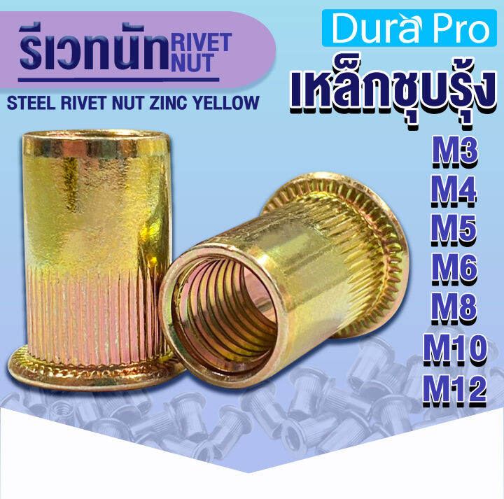 รีเวทนัท ชุบซิ้งค์รุ้ง รีเวทนัทเหล็กชุบรุ้ง หัวน็อตรีเวท M3 M4 M5 M6 M8