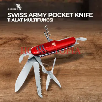 KNIFEZER Pisau Swiss Army Pocket Knife EDC Multifungsi 11 in 1