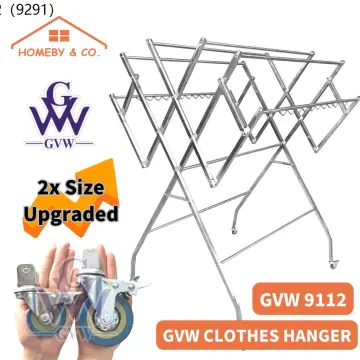 HOMEST【9112】Foldable Mobility Stainless Steel Clothes Hanger / Clothing  Drying Rack / Rak Penyidai Baju不锈钢晒衣架