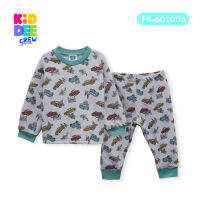 KiddeeCrew ชุดนอนเด็กฟ้าลายรถ ผ้าแซนวิช Blue pajamas, car pattern, sandwich fabric เหมาะสำหรับอายุ 1-14 ปี