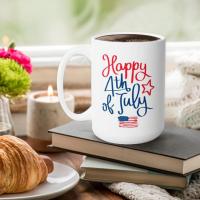 【CW】440ml Ceramic Mug Funny Independence Day Latte Coffee Cup Portable Breakfast Tea White Mug Multi Purpose Juice Milk Coffee Cup