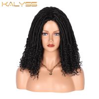 Kalyss 15นิ้วถักสังเคราะห์เต็มวิกผมสั้นบ๊อบเทพธิดา Locs วิกผมที่มีหยิกสำหรับผู้หญิงผิวดำ Fauxs Locs วิกผมเครื่องวิกผม ~