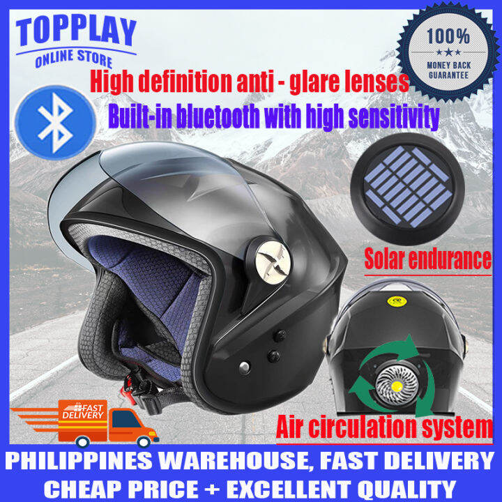 Motorcycle half neutral helmet ABS solar smart bluetooth air