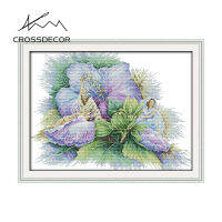 Crossdecor Cross Stitch ชุดด้วยวัสดุรูปผ้าพิมพ์ผ้าฝ้ายโรงงาน Outlet ผ้า11CT 14CT ปักชุด Craft Handmade ตกแต่งสำหรับ Sala Wall-สีม่วงที่สวยงาม