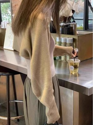 ☈ Sweet girl knitted cardigan womens autumn wear lazy style long-sleeved shawl blouse top short sweater jacket