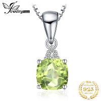 JewelryPalace 1.1ct Genuine Natural Peridot 925 Sterling Silver Pendant Necklace for Woman Fine Jewelry Gemstone Choker No Chain