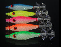 Fishing takcle 5pcs 7cm squid jigs with 4# hook fishing squid lures soft fishing lure 5 colors