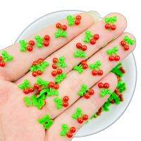 100 Pcs New Cute Mini Cartoon Cherry Resin 3D Flat Cabochon Jewelry Ornament Manicure Making Hairwear Accessories