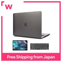 TwoL 15-Inch MacBook Pro 2016/2017/2018/2019 Snap-Type ไอเสียความร้อนการออกแบบพอร์ตเคสแข็งปก MacBook Pro 15 Touch Bar A1707 / A1990 JIS เค้าโครงแผ่นครอบแป้นพิมพ์ฟิล์มป้องกันหน้าจอ (สีเทาด้าน)