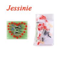 LED Heart Shaped Kit Cycle Flashing Lights 18pcs reds LED Electronic DIY Components Welding Practice Board