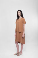 QueenCows ชุดให้นม Claire Cotton Dress (Orange)