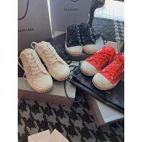 ➹ ⊱Man and WOMEN Paris Sneaker Mule รองเท้าผ้าใบ ปารีส สีแดง ถักนิตติ้ง และยาง สีขาว