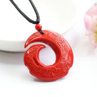 Cinnabar Rune จี้ Amulets สร้อยคอธรรมชาติหรูหราสร้อยคออุปกรณ์เสริมจี้พลังงานชายแท้หินสีแดงผู้ชาย Jewelry