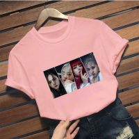 【Hot】 BLACKPINK เสื้อยืดแขนสั้นพิมพ์ลาย,เสื้อลำลองทรงหลวมสำหรับฤดูร้อน แฟชั่นแขนสั้นผ้าฝ้าย