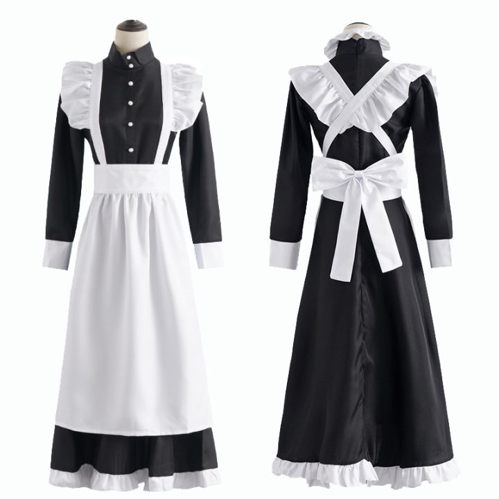 Original】 Women Maid Outfit Long Dress Apron Lolita Dresses Men Clothes  British Style Maid Uniform Anime Cosplay Unisex Cafe Costume XXXL |  