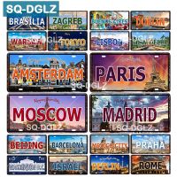 City Capital License Plate Tin Sign Vintage Metal Sign Bar Wall Decoration Home Decor Painting Plaques Art Poster