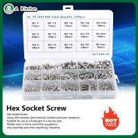 สกรูซ็อกเก็ต Hex ขนาด 440PCS M3 / M4 / M5 พร้อมชุดน็อตสแตนเลสสตีลฮาร์ดแวร์