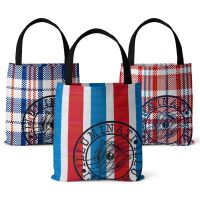 [COD] cross-border supply retro national tide red white blue three-color tote bag printing wholesale