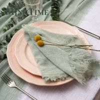 5pcs Napkins Cloth 41*41cm Rustic Cotton Gauze Hanky Tea Towel Dining Place Mats Wedding Restaurant Supplies Linen Table Decor