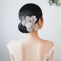 Charming White Flower Bridal Headbands Tiaras Crystal Beads Yam Hairbands Headdress Wedding Hair Accessories diademas