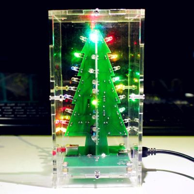 3D Christmas Tree Production Kit Colorful LED Flowing Water Flash Tree Light Electronic DIY Welding Circuit Training Parts Replacement Parts