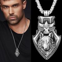 Wolf Head Pendant Necklace Domineering Animal Eagle Shield Necklace Punk Vintage Mens Luxury Fashion Jewelry Accessories Gift