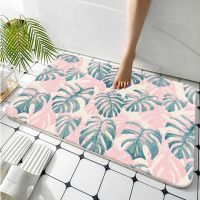 Cartoon Green Plant Printed Flannel Floor Mat Bathroom Decor Carpet Non-Slip For Living Room Kitchen welcome Doormat