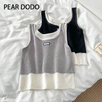 PEAR DODO เสื้อกั๊กสองชิ้นปลอม,เสื้อแขนกุดสั้นสำหรับผู้หญิง