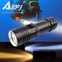 Waterproof IPX8 Diving Flashlight XM-L2 Yellow White LED Torch Dive Underwater 80M Lamp Light Camping use 26650 18650 Battery Diving Flashlights