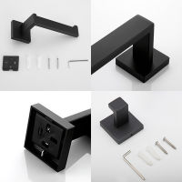 ELLEN Matte Black Bathroom Hardware Set Black Robe Hook Towel Bar Toilet Paper Holder Bath Bathroom Accessories EL990S