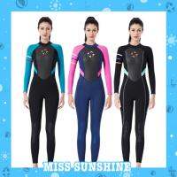 Wetsuit 3 mm. Neoprene Womens One-piece Long Sleeve ชุดดำน้ำผู้หญิง ชุดว่ายน้ำผู้หญิง พร้อมส่ง