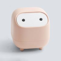 Desktop Trash Can mini Double-Iayer Contrast Color Push-Type Trash Can Cute Storage Bin With lid